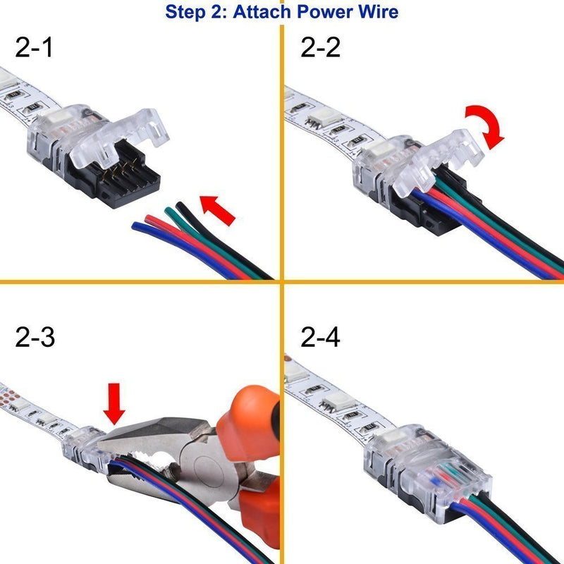 Strip to wire connector for 10mm IP65 RGB LED strip (pack of 5)