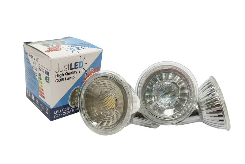 JustLED - Classic LED COB GU10 LED Glass Spot Light  [Energy Class A++]
